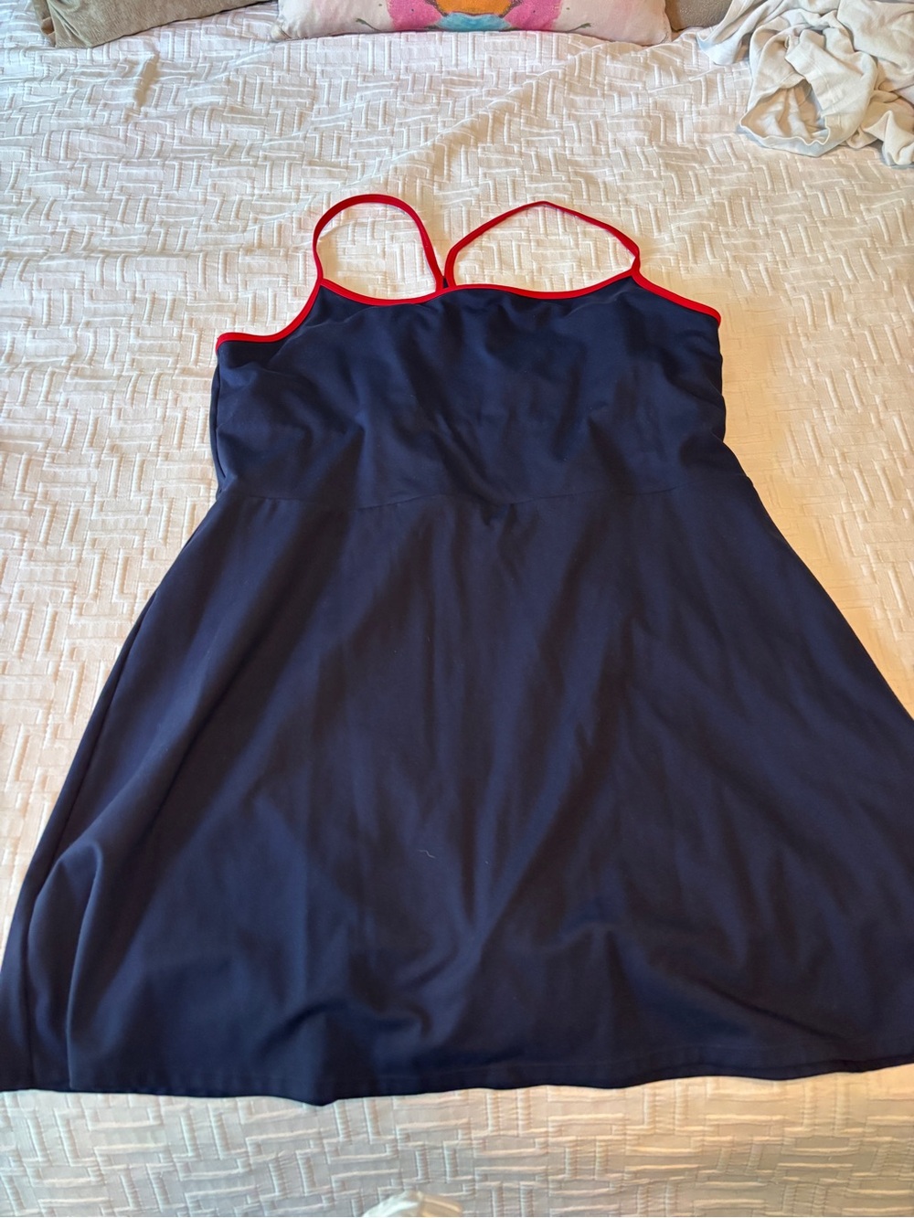 Women's Navy Athletic Dress with Red Trim